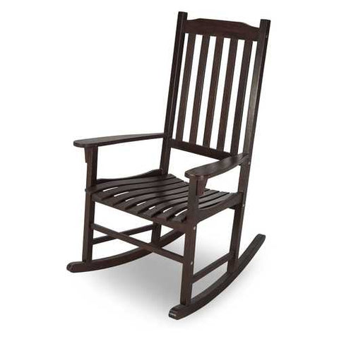 Image of Indoor/Outdoor Patio Porch Dark Brown Slat Rocking Chair