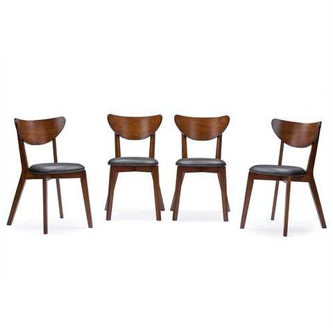 Image of Modern Mid-Century Style 5-Piece Dining Set in Dark Brown Walnut Finish