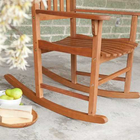 Image of Set of 2 - Indoor/Outdoor Patio Porch Natural Slat Rocking Chairs