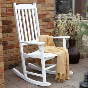 Indoor/Outdoor Patio Porch White Slat Rocking Chair