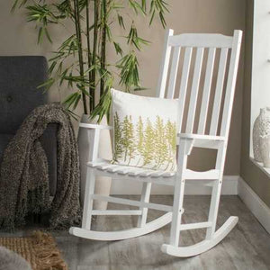 Set of 2 - Indoor/Outdoor Patio Porch White Slat Rocking Chairs