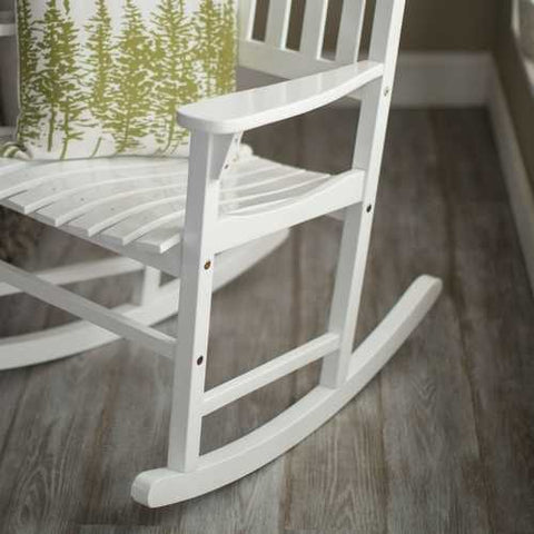 Image of Set of 2 - Indoor/Outdoor Patio Porch White Slat Rocking Chairs