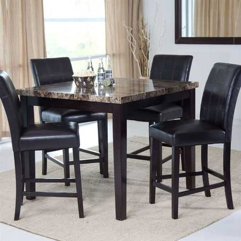 Image of Contemporary 42 x 42 inch Counter Height Dining Table With Faux Marble Top