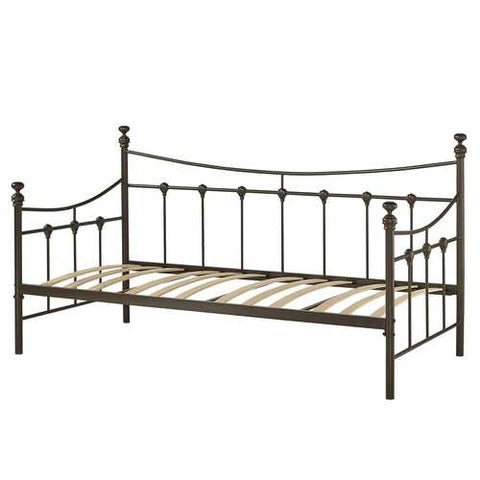 Image of Twin size Contemporary Dark Brown Metal Daybed with Wood Slats