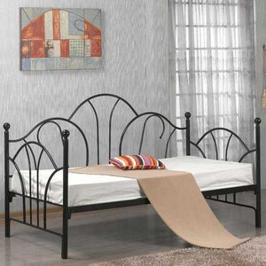 Twin size Contemporary Black Metal Day Bed Frame with Slats