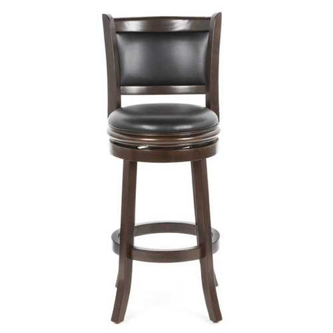 Image of Cappuccino 29-inch Swivel Barstool with Faux Leather Cushion Seat