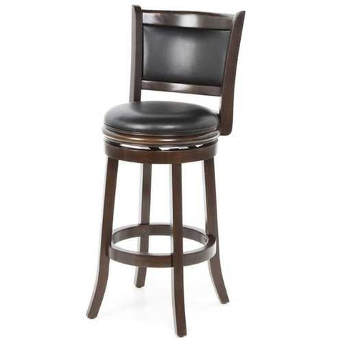 Image of Cappuccino 29-inch Swivel Barstool with Faux Leather Cushion Seat