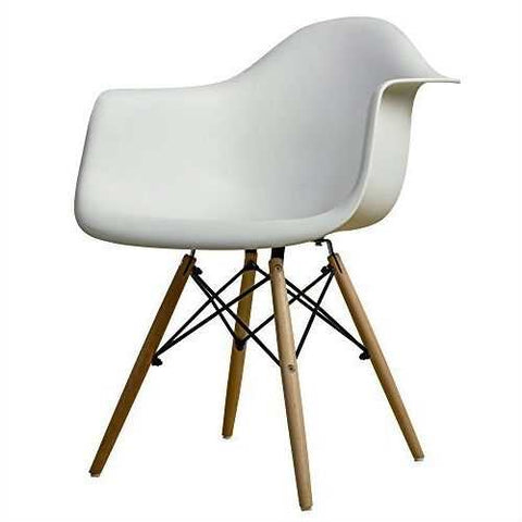 Image of Modern Ergonomic Dining Chair with Arms in White