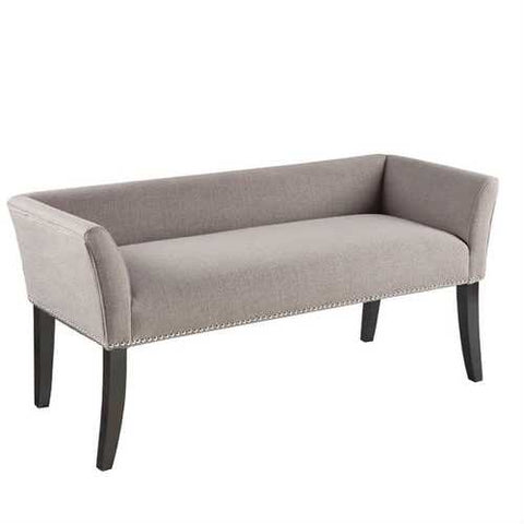 Image of Modern Mid-Century Grey Upholstered Accent Bench