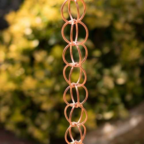 Image of Pure Copper Rings 8.5-ft Rain Chain Rain Gutter Downspout