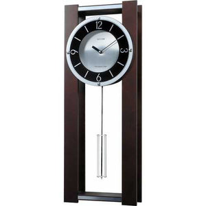 Modern Pendulum Wall Clock in Rich Espresso - Plays 18 Melodies