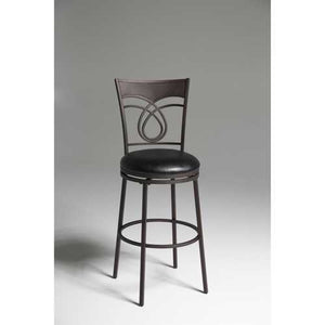 Metal 30-inch Bar Stool with Black Faux Leather Swivel Seat