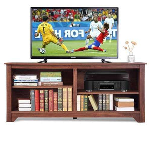 Medium Brown Wood TV Stand Entertainment Center for up to 60-inch TV