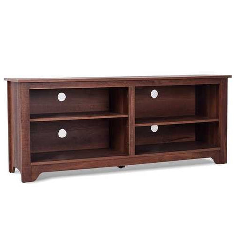 Image of Medium Brown Wood TV Stand Entertainment Center for up to 60-inch TV