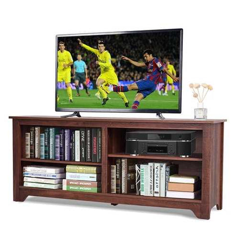 Image of Medium Brown Wood TV Stand Entertainment Center for up to 60-inch TV