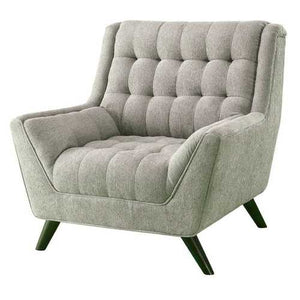 Grey Upholstered Chenille Mid-Century Tufted Padded Arm Chair