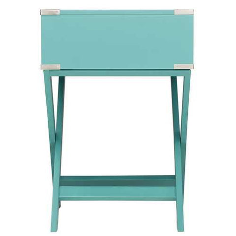 Image of Marine Green Turquoise 1-Drawer Modern End Table Nightstand