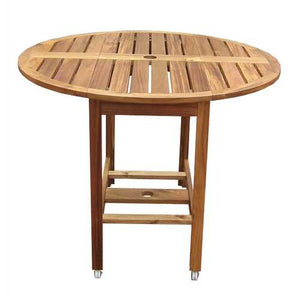 Kiln Dried Hardwood 39-inch Folding Patio Dining Table with Wheels