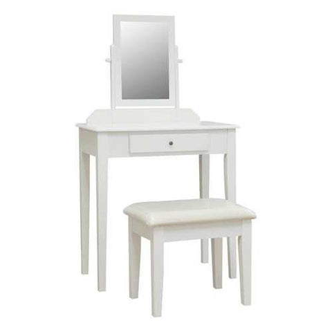 Image of Contemporary White Vanity Set with Beveled Mirror