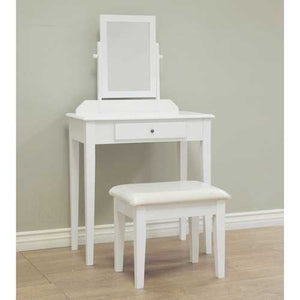 Contemporary White Vanity Set with Beveled Mirror