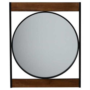 Modern Square Frame Industrial Metal Circle Wall Mirror