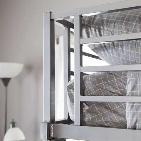 Image of Modern Bunk Bed style Twin Loft Bed with Desk in Silver Metal Finish