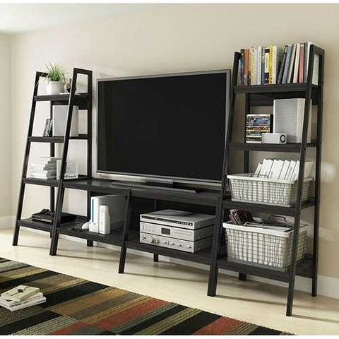 Image of Modern 60-inch Ladder Style TV Stand in Black Finish