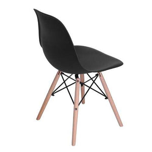 Set of 4 Modern Armless Dining Chairs in Black with Wood Legs