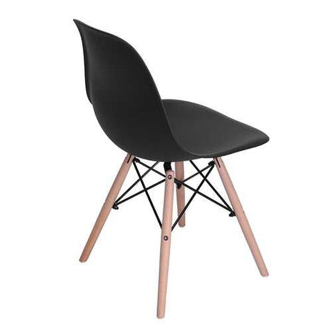 Image of Set of 4 Modern Armless Dining Chairs in Black with Wood Legs