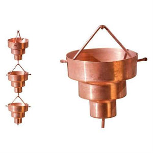 Pure Copper 8.5 Ft Rain Chain Stepped Cups Rainwater Downspout