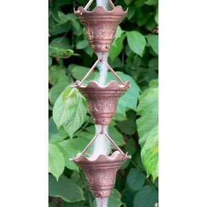 Mariposa 100% Copper 8.5 Ft Rain Chain Cascading Water Cups