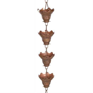 Mariposa 100% Copper 8.5 Ft Rain Chain Cascading Water Cups