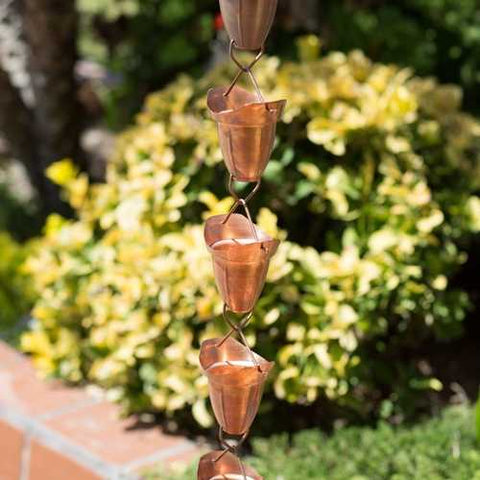 Image of Pure Copper 8.5-Ft Bell Cone Shape Rain Chain