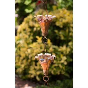 Copper 8.5-Ft Flower Rain Chain Rain Gutter Downspout