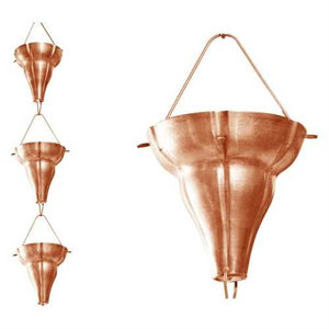 Copper 8.5 Ft Floral Funnel Rain Chain Gutter Downspout