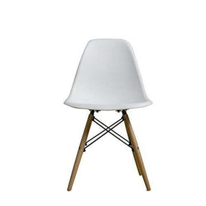 Modern Ergonomic Armless Side Dining Chair in White with Wood Legs