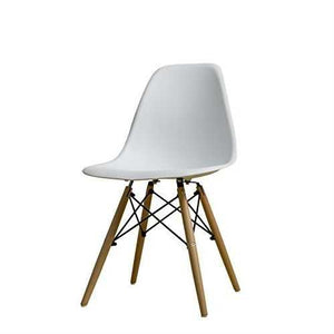 Modern Ergonomic Armless Side Dining Chair in White with Wood Legs