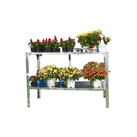 Image of Outdoor Metal Shelving Unit Garden Potting Bench in Sturdy Galvanized Steel