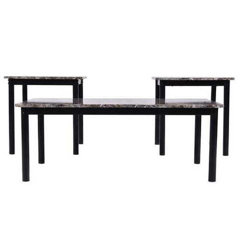 Image of 3-Piece Coffee Table and End Table Set with Faux Marble Top