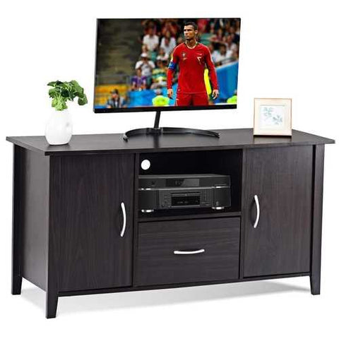 Image of Modern 48-inch Dark Brown Wood TV Stand Media Cabinet