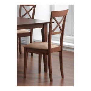 Set of 2 - Walnut Finish Cross Back Dining Chairs with Fabric Seat