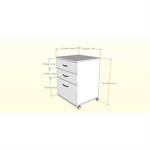 Image of Contemporary 3-Drawer Mobile Filing Cabinet in Natural Maple Finish