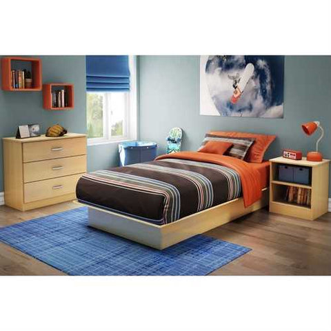 Image of Twin size Platform Bed Frame in Maple Wood Finish