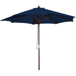 Navy Blue 9-Foot Outdoor Patio Umbrella with Wood Frame and Pulley