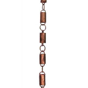 Solid Copper 8.5 Ft Rain Gutter Rain Chain