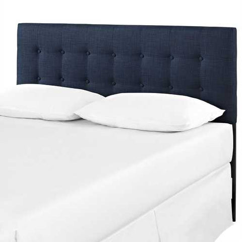 Image of Full size Navy Fabric Modern Upholstered Headboard