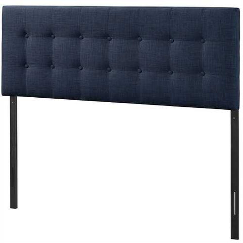 Image of Full size Navy Fabric Modern Upholstered Headboard