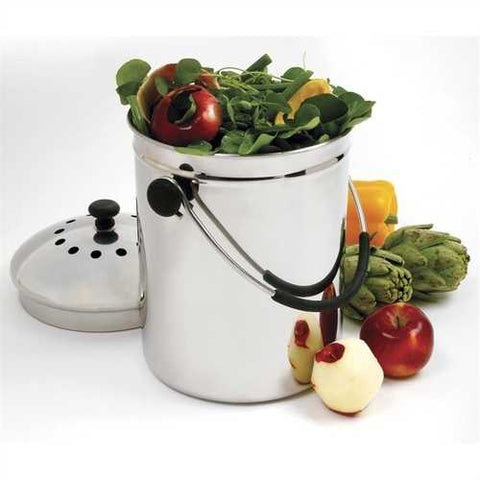 Image of Stainless Steel Kitchen Compost Keeper Bin with Charcoal Filter