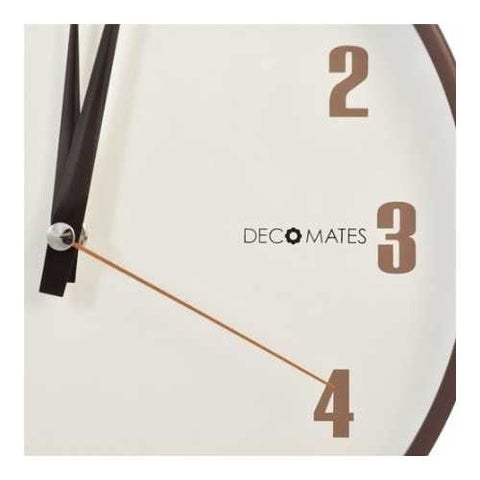 Image of Silent Non-Ticking Retro Wall Clock in Brown and White