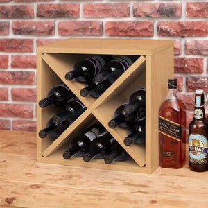 Stackable 12-Bottle Wine Rack in Natural Wood Finish